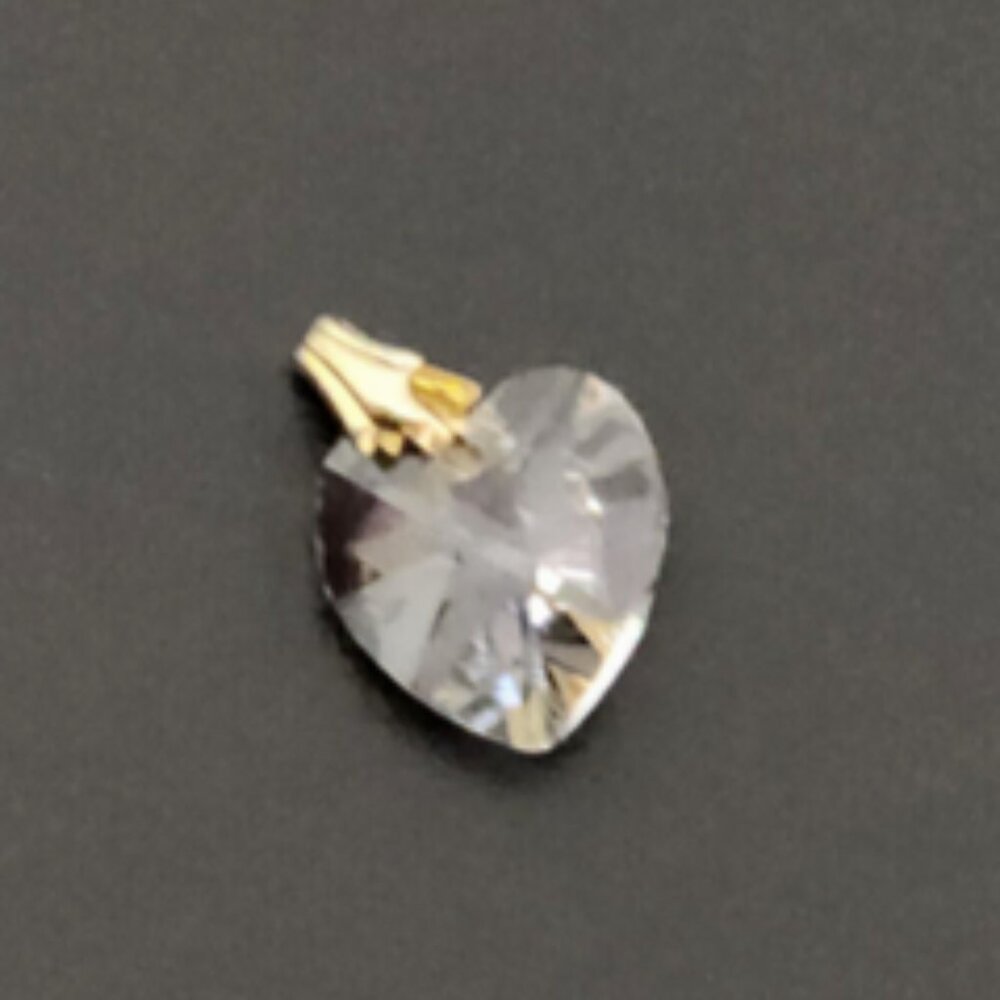 Vintage Heart Crystal Pendant Charm Gold Filled Clasp 3/8” x 3/8”